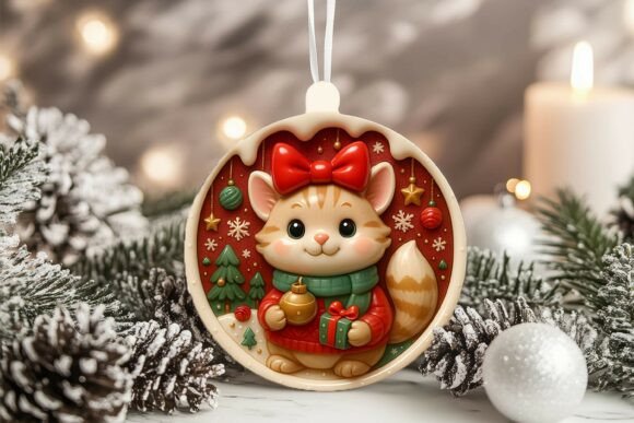 3D Porcelain Cat Christmas Ornament: A Designer’s Review for Illustrations and Seasonal Branding
