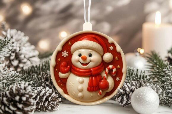 3D Porcelain Snowman Christmas Ornament Review for Illustrations