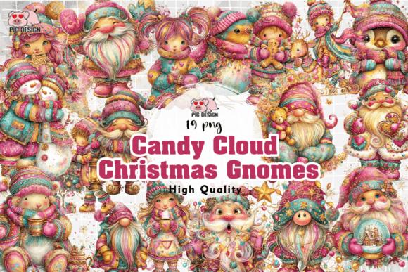 Candy Cloud Christmas Gnomes PNG Review for Illustrations