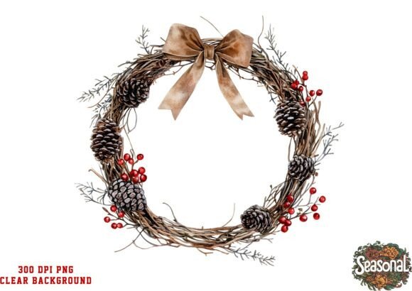 Champagne Ribbon Christmas Wreath Clipar Review