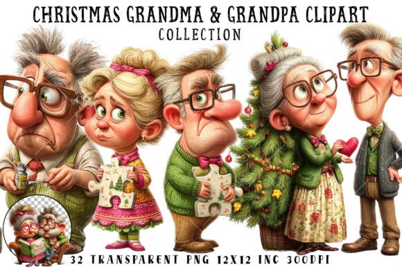 Christmas Grandma Grandpa Clipart Review