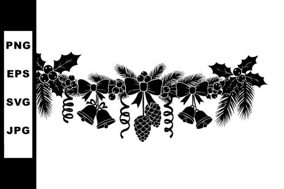 Christmas Holiday Garland with Bells Pin Illustrations