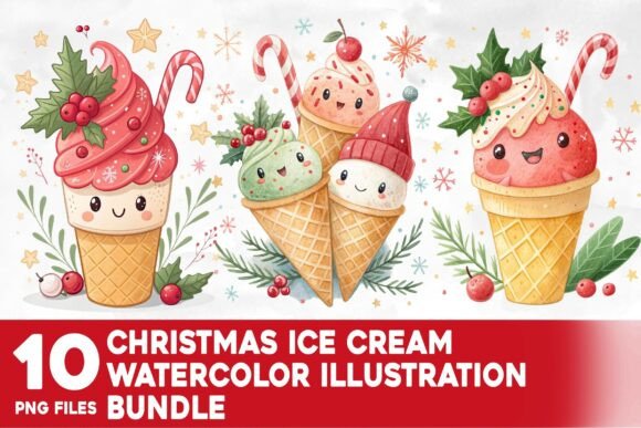 Christmas Ice Cream Watercolor Bundle: A Review for Illustrations and Digital Sellers