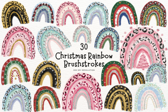 Christmas Rainbow Brushstrokes Clipart: A Designer’s Review