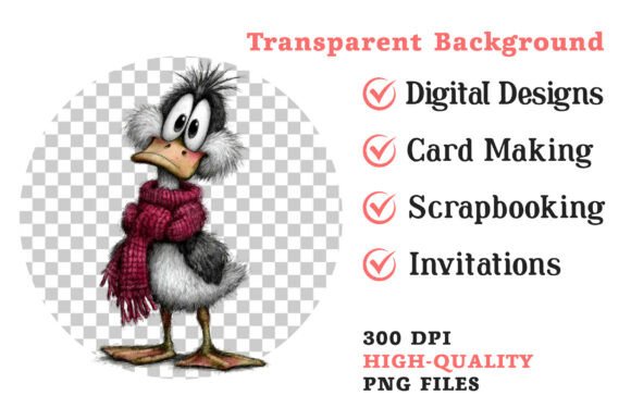 Christmas Whimsical Baby Duck Clipart for Illustrations
