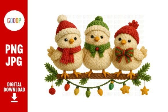 Crochet Christmas Chicks on Branch PNG Illustrations Review