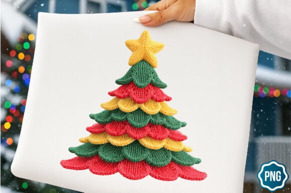 Crochet Yarn Christmas Tree Png Designs for Illustrations