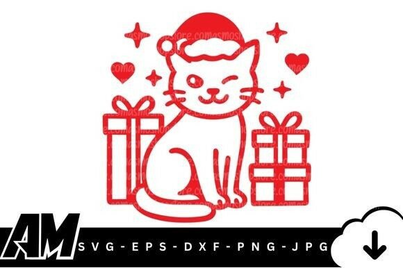 Cute Christmas Cat SVG for Illustrations