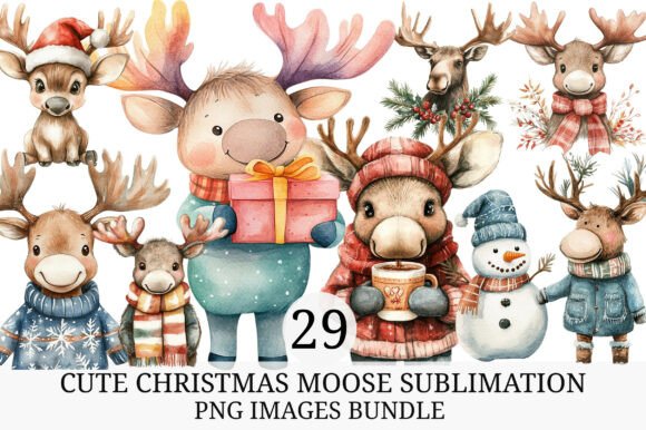 Cute Christmas Moose Sublimation Bundle: A Designer’s Review for Brand Identity and Illustrations