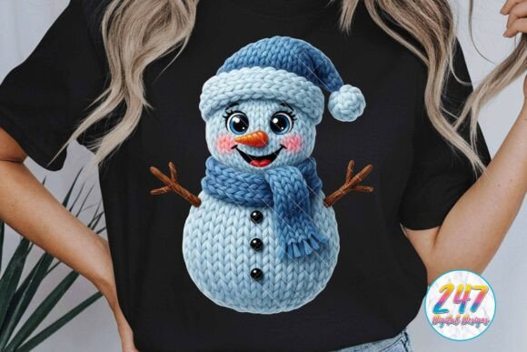Faux Yarn Crochet Snowman Christmas Knit