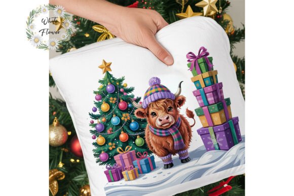 Fluffy Highland Cow Christmas Clipart Review for Illustrations