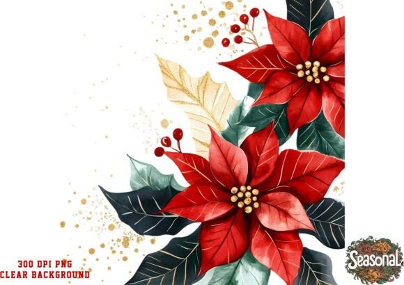Golden Poinsettia Christmas Bouquet Clip Illustrations Review