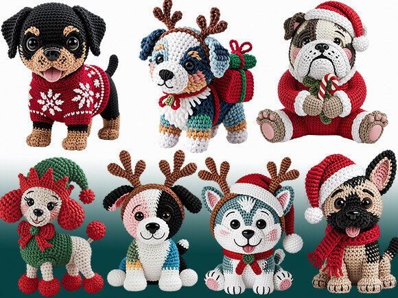 Kawaii Christmas Crochet Dog Bundle PNG: A Designer’s Review for Small Business Branding and Illustrations