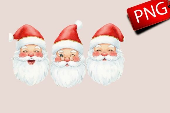 Preppy Brushstroke Christmas Santa PNG