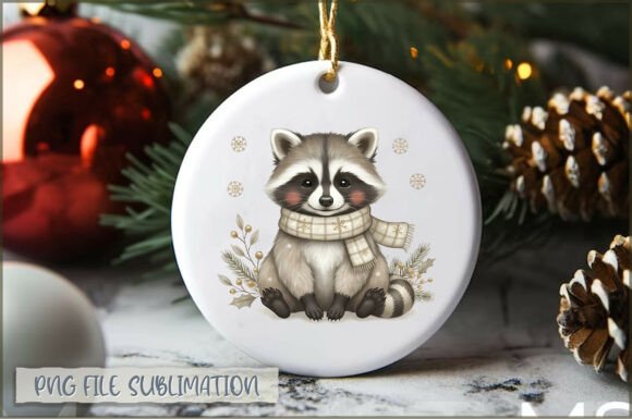 Raccoon My Christmas 2025 Ornament PNG Illustrations