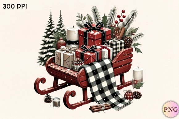 Santa Christmas Sleigh PNG Clipart for Illustrations