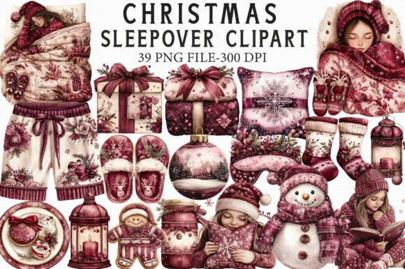 Watercolor Christmas Sleepover Clipart: A Designer’s Review for Modern Illustrations